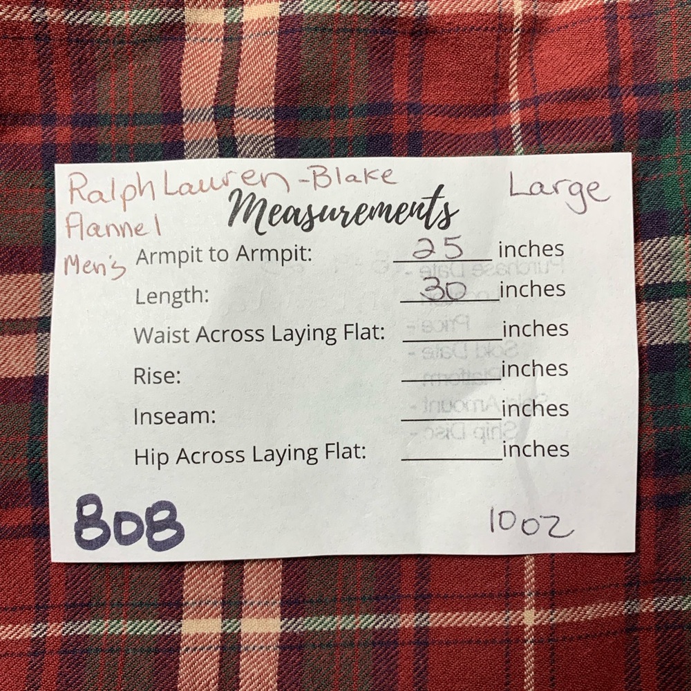 Ralph Lauren Blake 100% Cotton Red Green Plaid Shirt Button Down  - Large - Picture 6 of 6